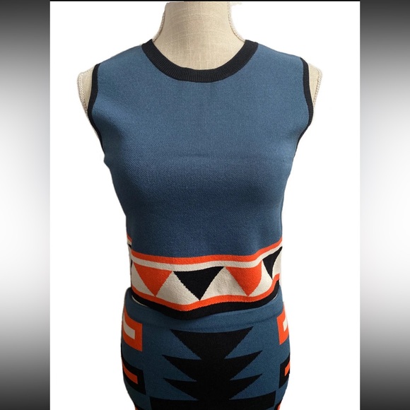RACHEL ROY - South Western Aztec Skirt Outfit Crop Top Sleeveless Size S NWOT - Picture 2 of 9